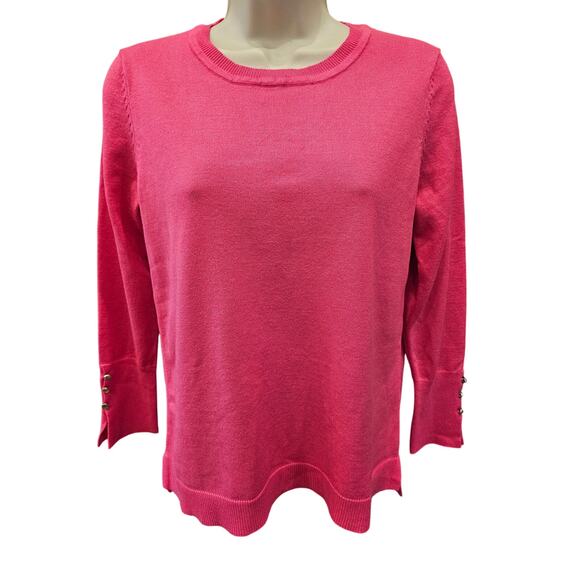 NWT Retrology Hot Pink yarrow PETITE S PS sweater pullover casual comfort NEW - Picture 1 of 7